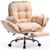 CJDSEC Beige Office Chair Adjustable Recline-0