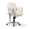 CJDSEC Beige Office Chair Adjustable Recline-5
