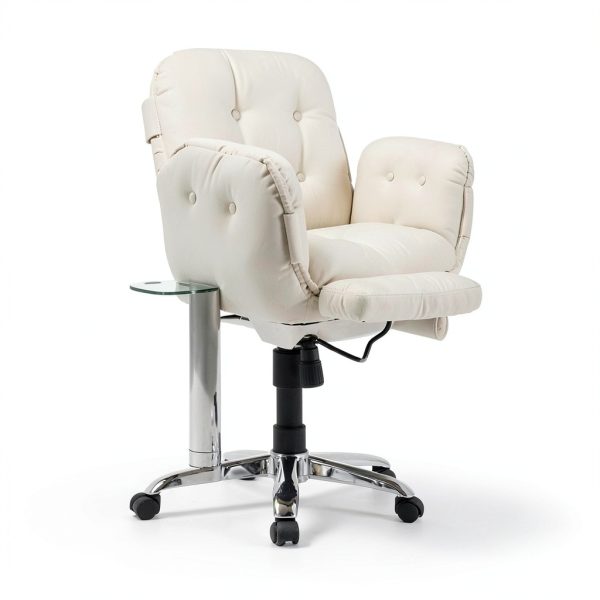 CJDSEC Beige Office Chair Adjustable Recline-5