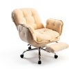 CJDSEC Beige Office Chair Adjustable Recline-3
