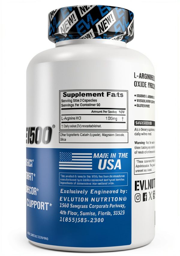 Evlution L-Arginine 1500mg Muscle Growth Amino Acid-2