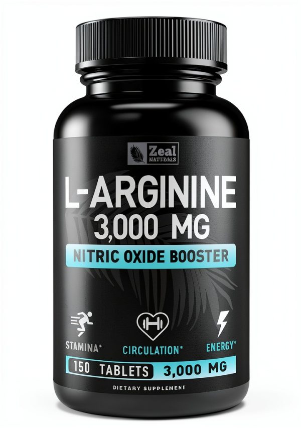 Zeal Naturals L Arginine 3000mg Nitric Oxide Supplement-0