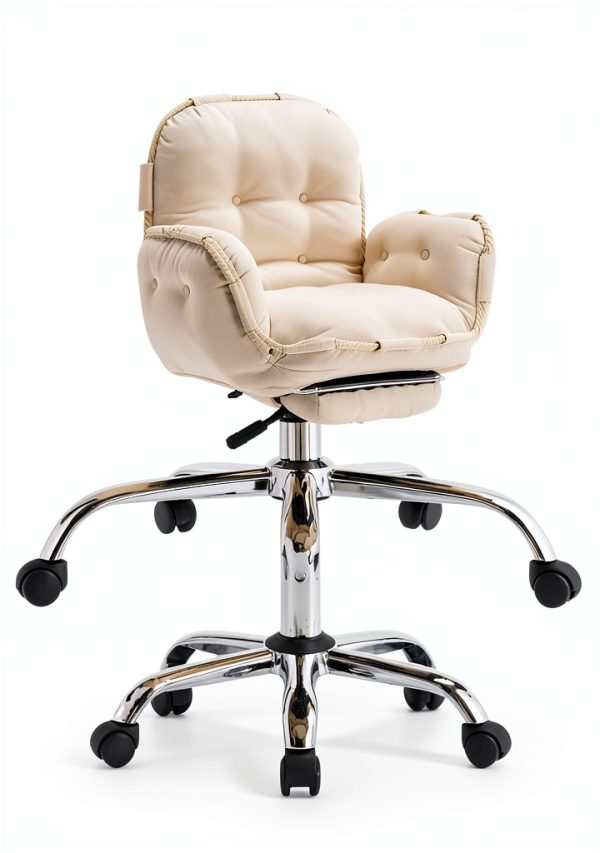 CJDSEC Beige Office Chair Adjustable Recline-7