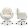 CJDSEC Beige Office Chair Adjustable Recline-2
