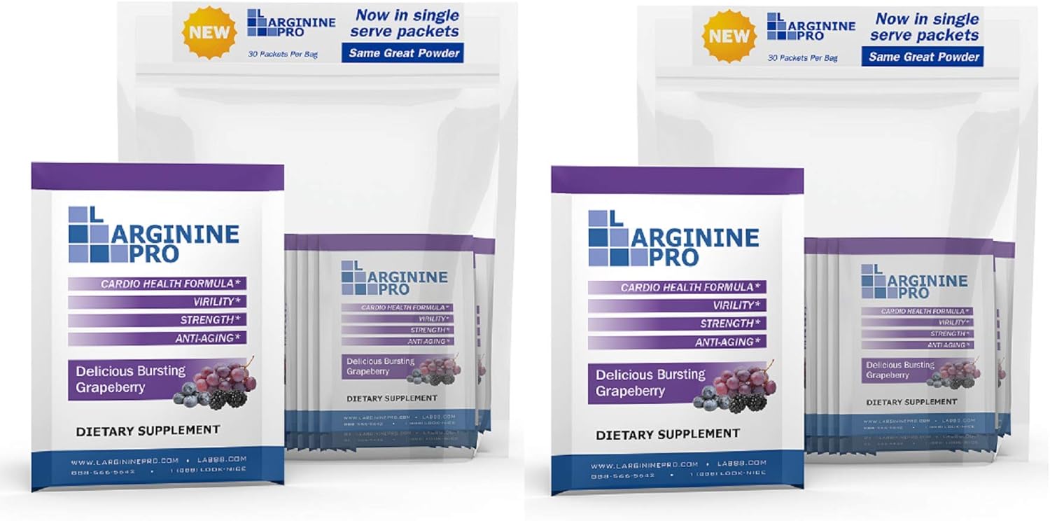L-Arginine Pro supplement packets displayed on a gym bag