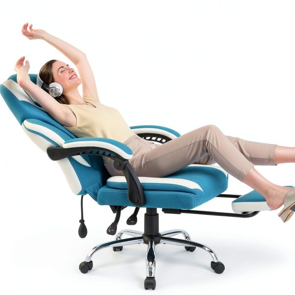 KRESTLUX Big Tall Office Chair Bluewhite Recline-6