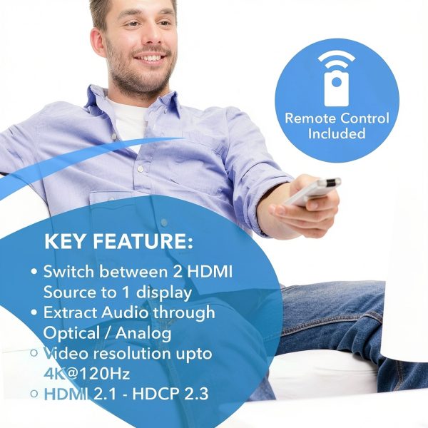 8K HDMI Switch OREI 2X1 Switcher for Home Theater-7