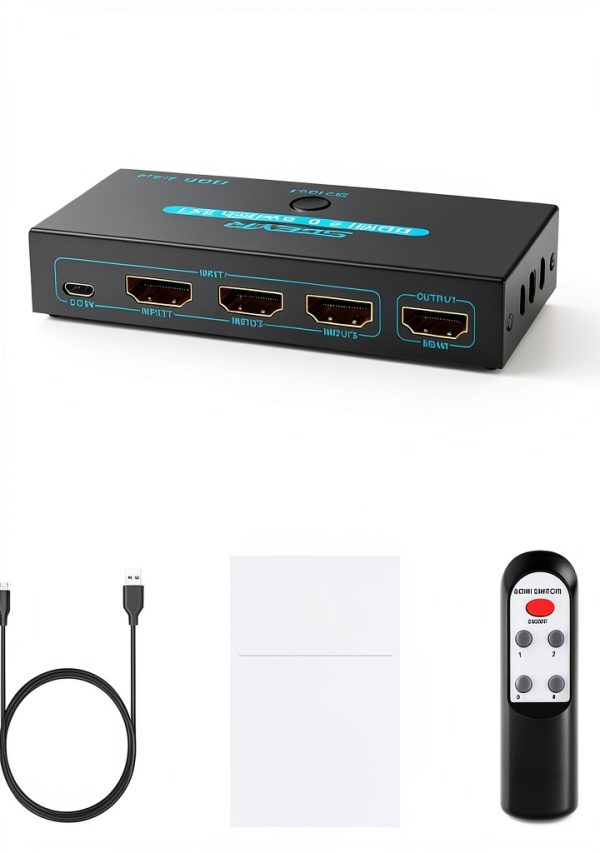 HDMI Switch SGEYR Metal 3‑Port Remote for Theater-6