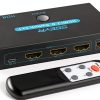 HDMI Switch SGEYR Metal 3‑Port Remote for Theater-0