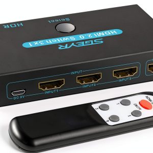 HDMI Switch SGEYR Metal 3‑Port Remote for Theater-0