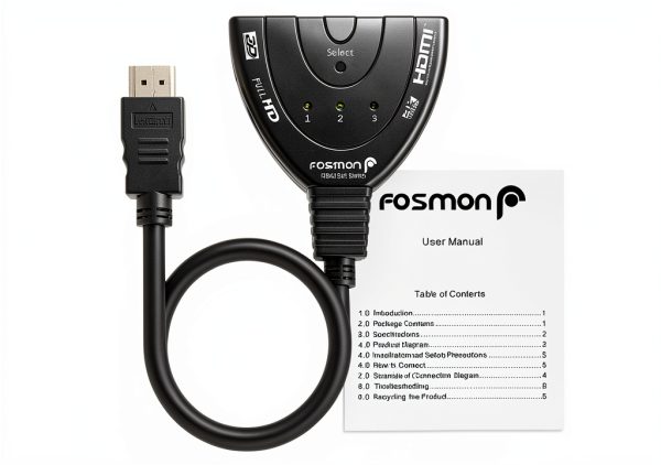 Fosmon 4K HDMI Switch 3x1 with HDCP Pass‑Through, 4K@30Hz & 4K@60Hz-6