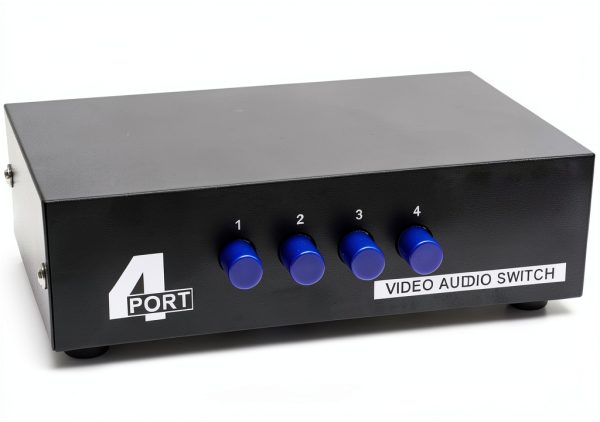 Mt-viki 4-Way AV RCA Switcher Selector - Metal Enclosure, Push Button-1