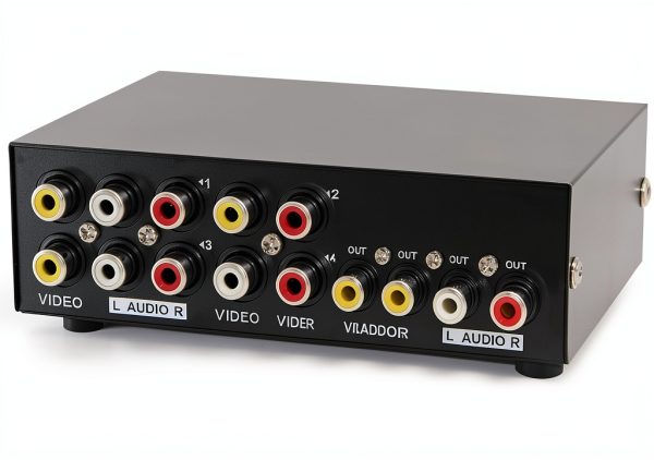 Mt-viki 4-Way AV RCA Switcher Selector - Metal Enclosure, Push Button-0
