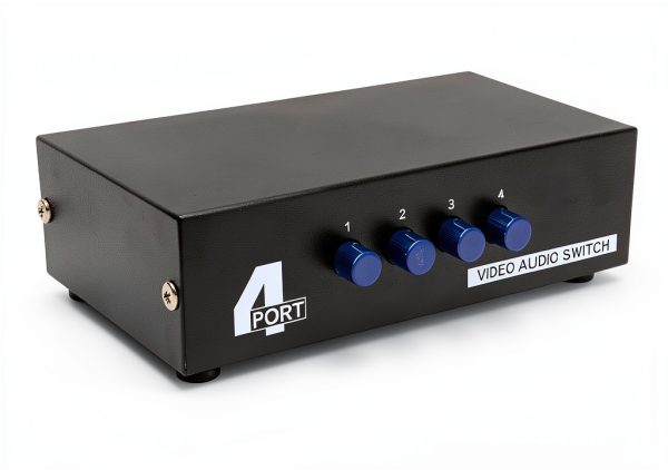 Mt-viki 4-Way AV RCA Switcher Selector - Metal Enclosure, Push Button-4