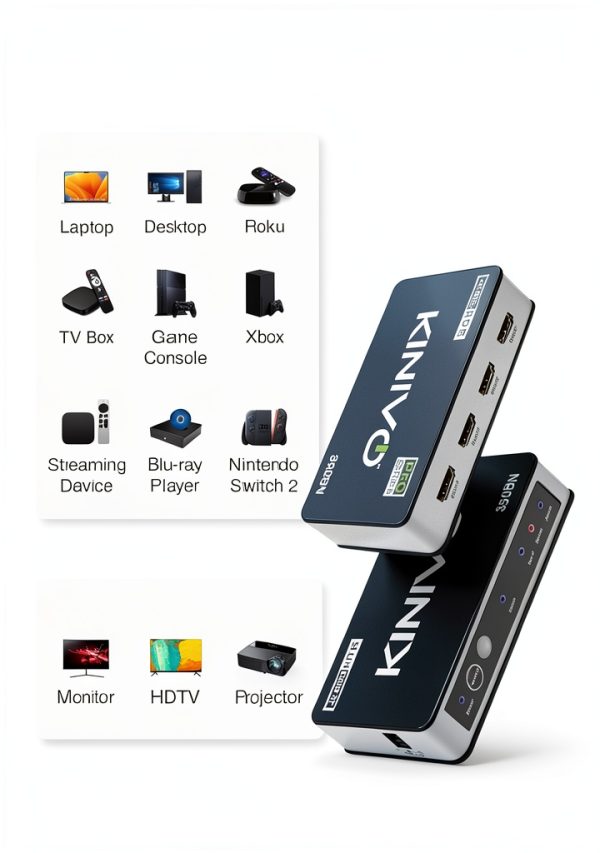 Kinivo 4K HDMI Switch 3 In 1 Out 60Hz 4K60 HDR 2-Year Warranty-6