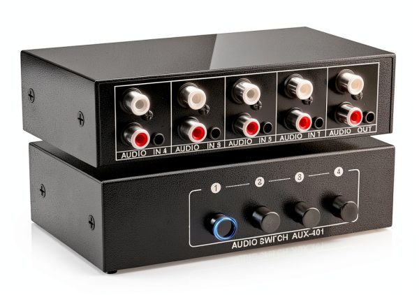 Audio Switcher BolAAzuL 4 in 1 Stereo Selector Metal Housing Plug Play-0