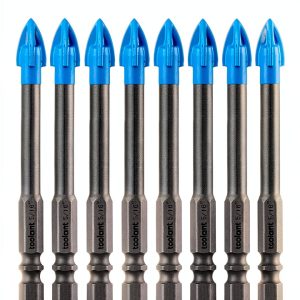 Glass and Tile Drill Bit Set toolant 5/16" 10pc Long 1/4 Hex Shank-0