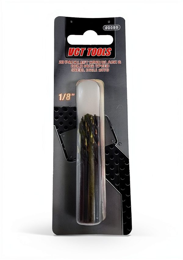 VCT Left Hand Twist Drill Bits 1/8 Black & Gold 2-1/2 Long 20-Pack-2