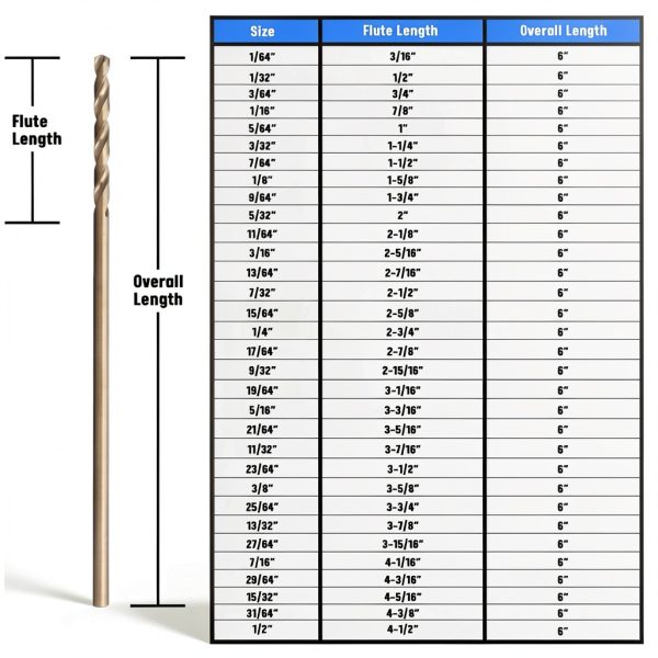 Drill America - GLBCOX67/32 7/32" x 6" Cobalt Aircraft Extension Drill Bit, GLBCO Series, 1 Count (Pack of 1)-6